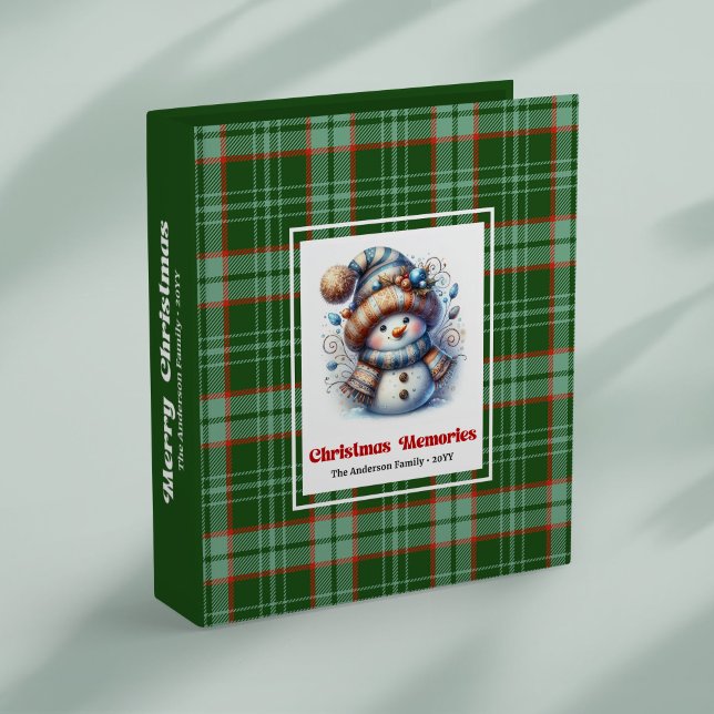 Festive Christmas snowman memory book personalized 3 Ring Binder (Festive Christmas snowman memory book personalized)