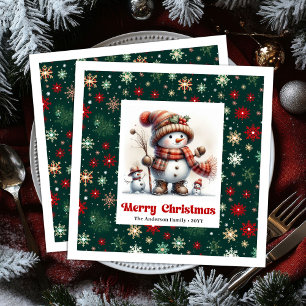 Festive Christmas Snowman Napkins Editable Kids