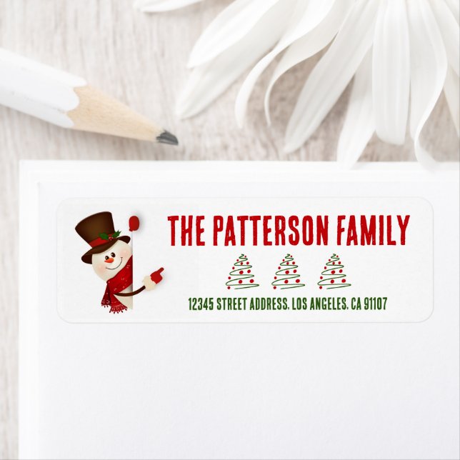 Festive Christmas Snowman Return Address Label (Insitu)