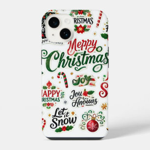 Festive Christmas Sticker Collection – Whimsical H iPhone 14 Case