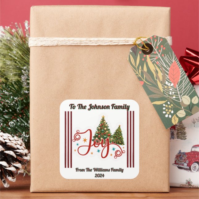 Festive Christmas Sticker With Trees (Holiday)