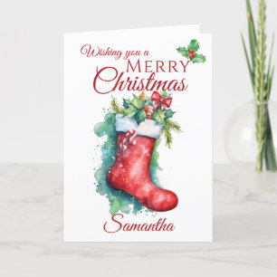 Festive Christmas Stocking Holiday Card