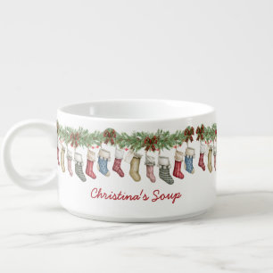 Festive Christmas Stockings Soup Bowl