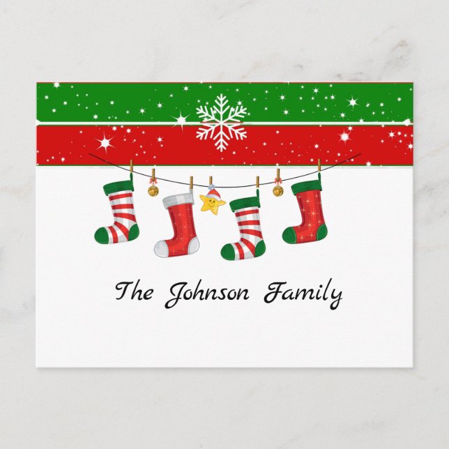 Festive Christmas Stockings template Postcard (Front)