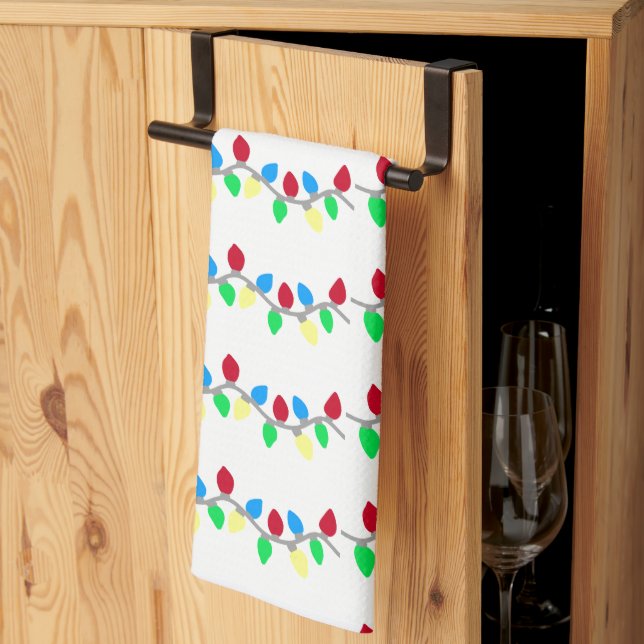 Festive Christmas String Lights Kitchen Towel (Thirds Fold)