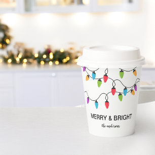 Festive Christmas String Lights Personalized Paper Cups