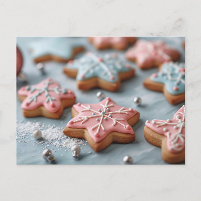 Festive Christmas Sugar Cookies Postcard (Front)