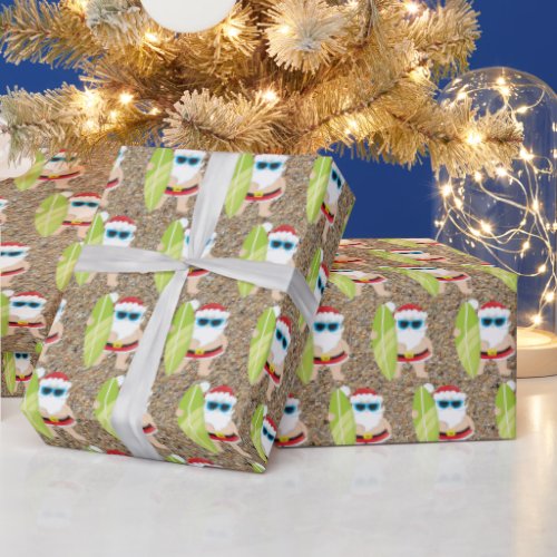 festive Christmas surfer Santa tiled pattern Wrapping Paper