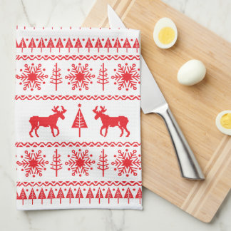 Festive Christmas Sweater Pattern Hand Towels
