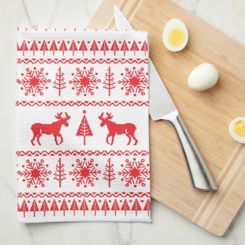 Festive Christmas Sweater Pattern Towel by thespottedowl at Zazzle
