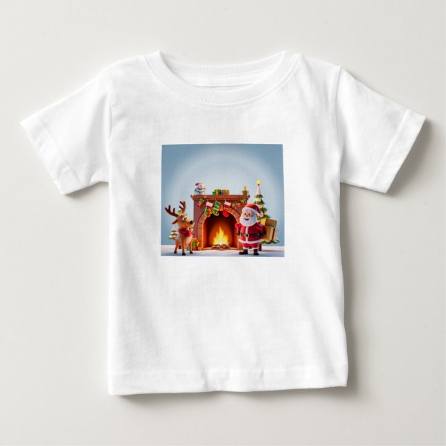 Festive Christmas T-Shirt Featuring Santa & Reinde (Front)