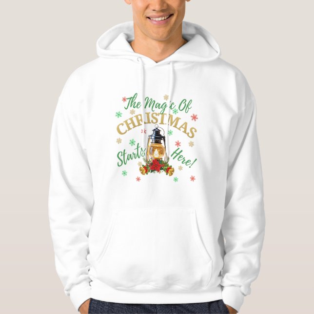 Festive Christmas T-Shirt Hoodie - Glowing Lantern (Front)