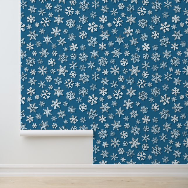 Festive Christmas teal white snowflake pattern  Wallpaper (Application)