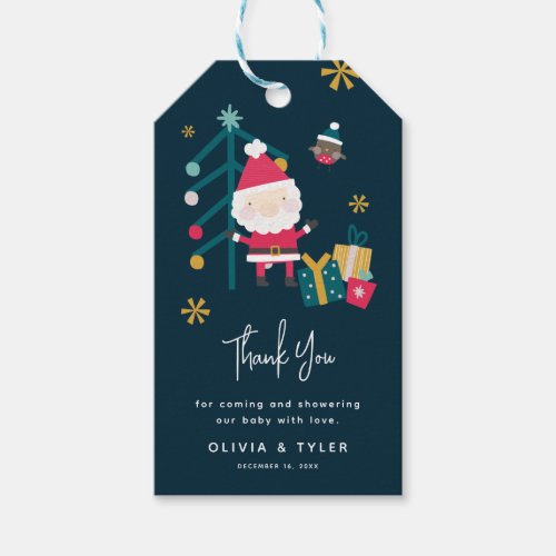 Festive Christmas Thank You Baby Shower Favor Gift Tags