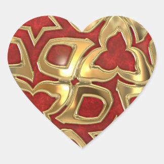 Festive Christmas theme in Red and Gold Heart Sticker