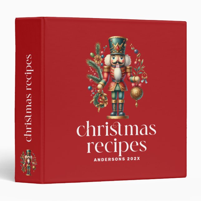 Festive Christmas Theme Nutcracker  3 Ring Binder (Front/Spine)