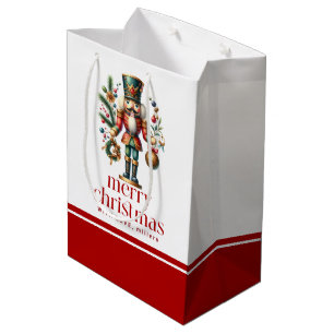Festive Christmas Theme Nutcracker Medium Gift Bag