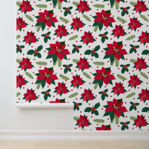 Festive Christmas tiled flowers Wallpaper