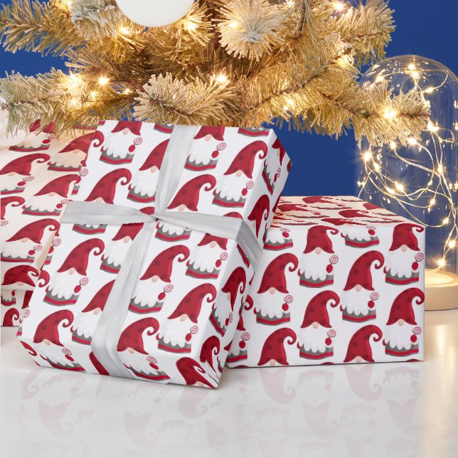 festive Christmas tiled gnome Holiday Wrapping Paper (Holidays)