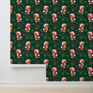 Festive Christmas tiled pattern cat Wallpaper