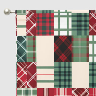 Festive Christmas tiled plaid Blackout Curtains