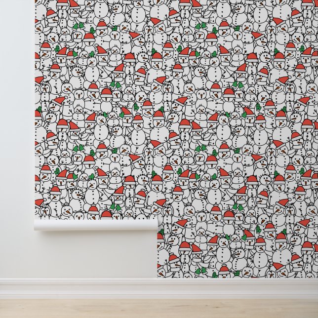Festive Christmas tiled snowman pattern Wallpaper (Application)
