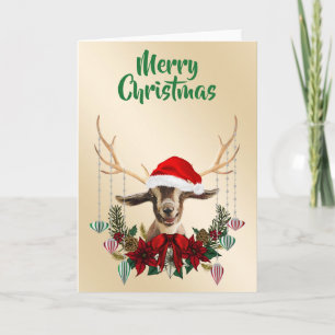 Festive Christmas Toggenburg Goat Kid Card