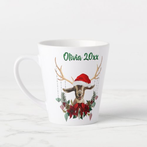 Festive Christmas Toggenburg Goat Kid Latte Mug