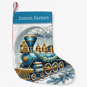 Festive Christmas  train add name Small Christmas Stocking