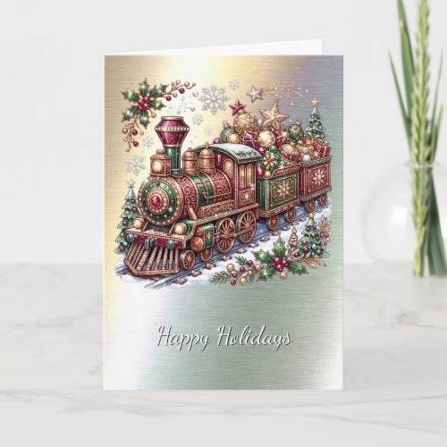Festive Christmas Train Holiday Card