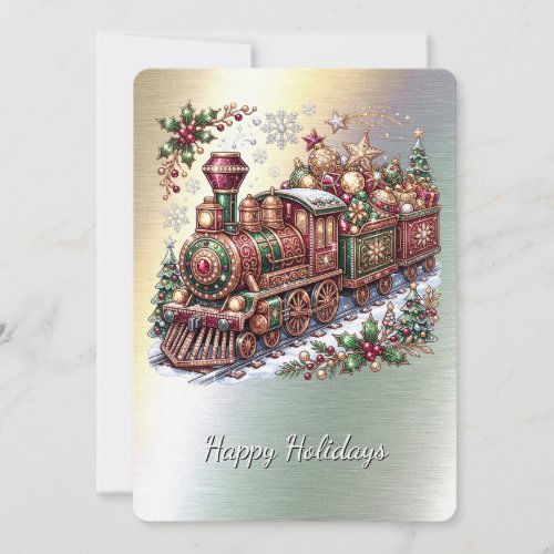 Festive Christmas Train Holiday Card