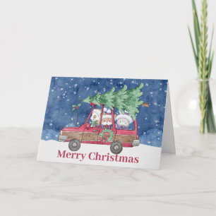 Festive Christmas Tree Animals Thank You Card