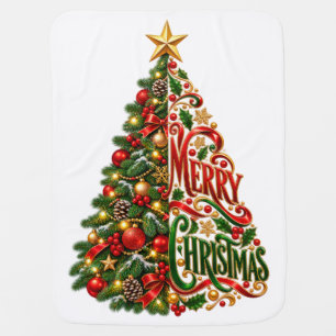 Festive Christmas Tree Art Baby Blanket