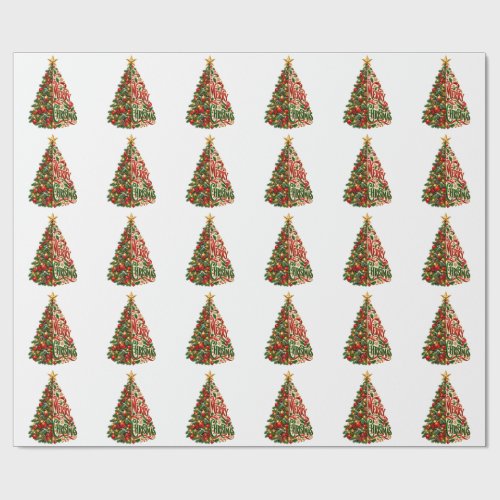 Festive Christmas Tree Art Wrapping Paper