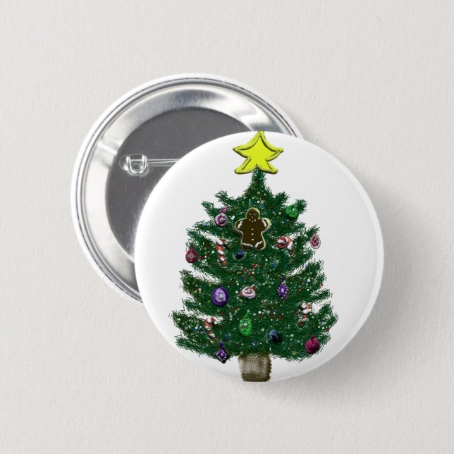 Festive Christmas Tree Button (Front & Back)