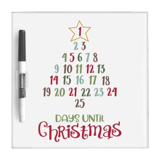 Festive Christmas tree countdown Dry Erase Board (Front)