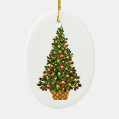 Festive Christmas Tree Custom Holiday  Ceramic Ornament