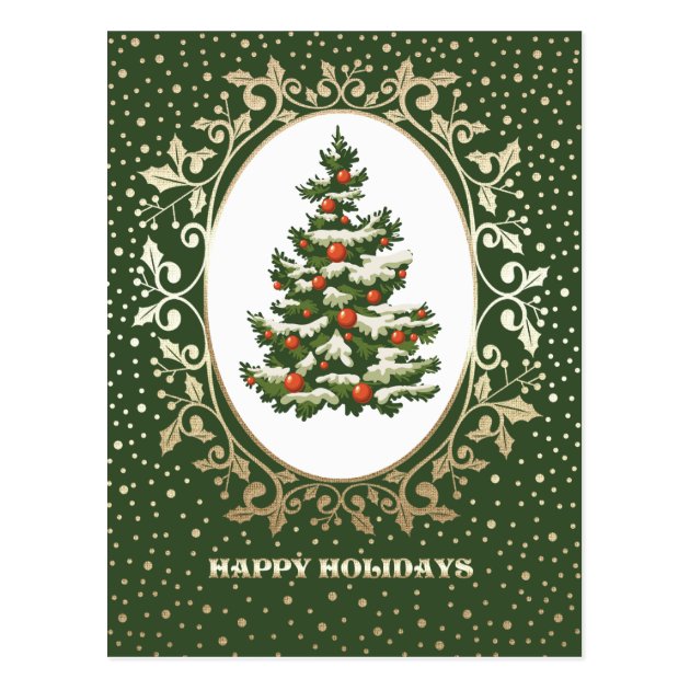 Festive Christmas Tree Design Christmas Postcards