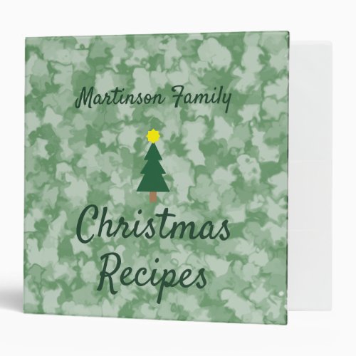 Festive Christmas Tree Family Recipes Personalized 3 Ring Binder
