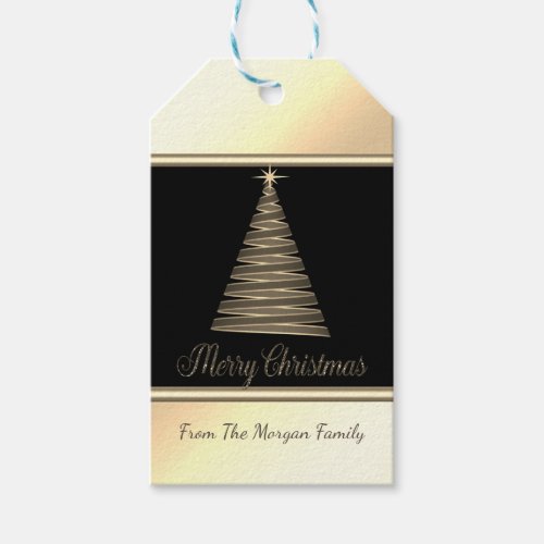 Festive Christmas TreeGold _ Personalized Gift Tags