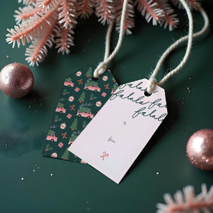 Festive Christmas Tree Green Vintage Retro Van Gif Gift Tags