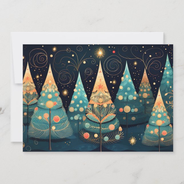 Festive Christmas Tree Greeting Card (Front)