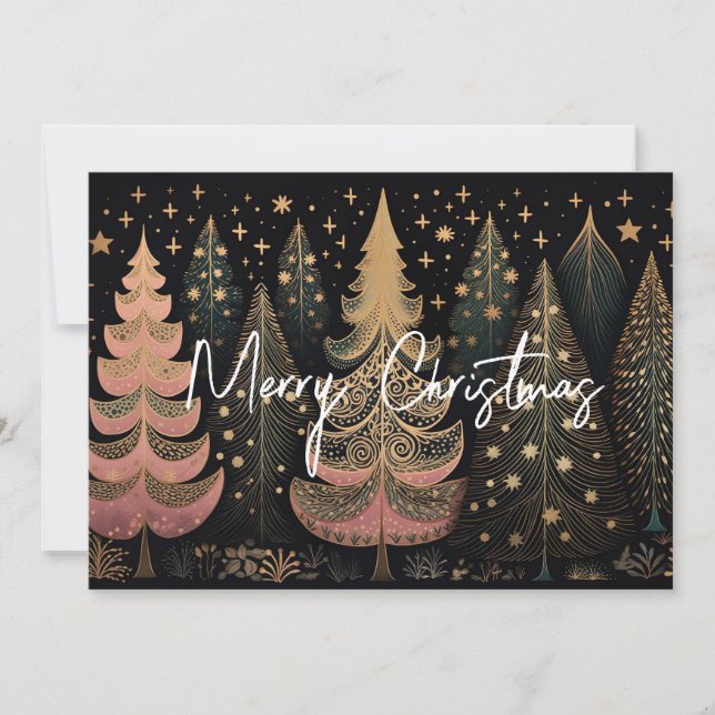 Festive Christmas Tree Greeting Card (Front)