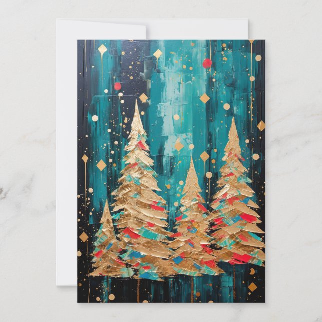 Festive Christmas Tree Greeting Card (Front)