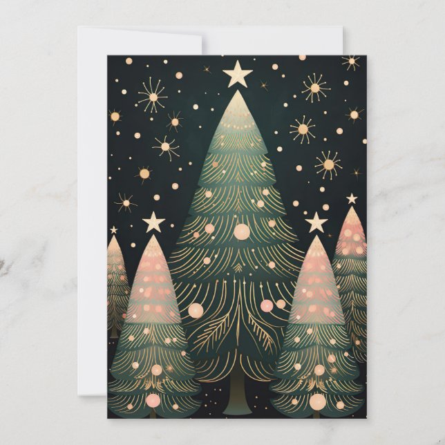 Festive Christmas Tree Greeting Card (Front)