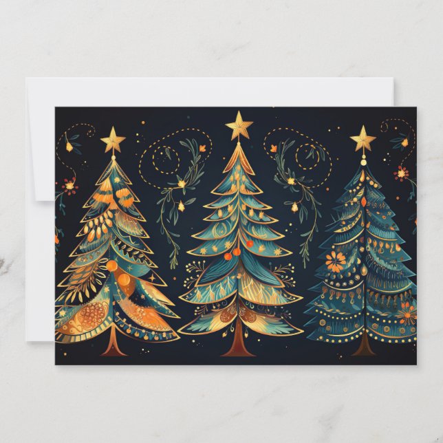 Festive Christmas Tree Greeting Card (Front)