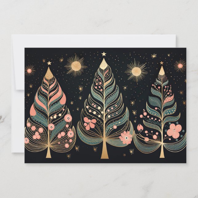 Festive Christmas Tree Greeting Card (Front)
