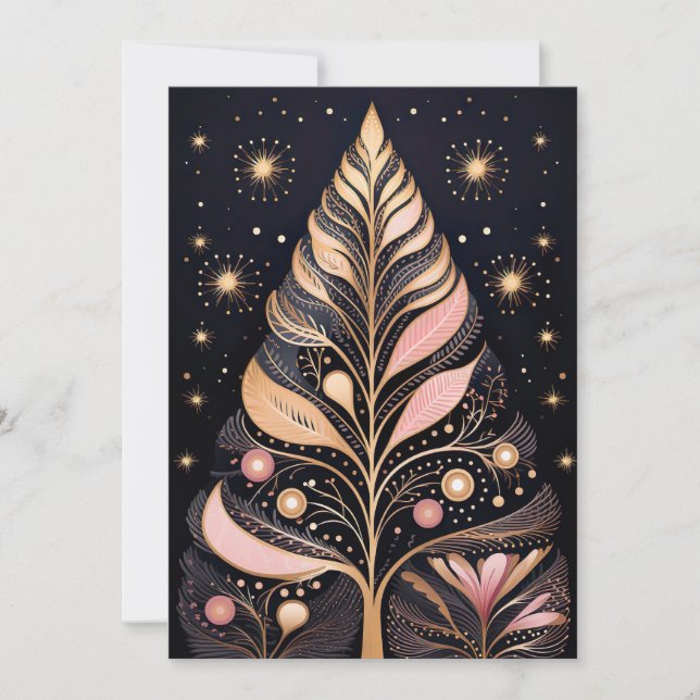 Festive Christmas Tree Greeting Card (Front)