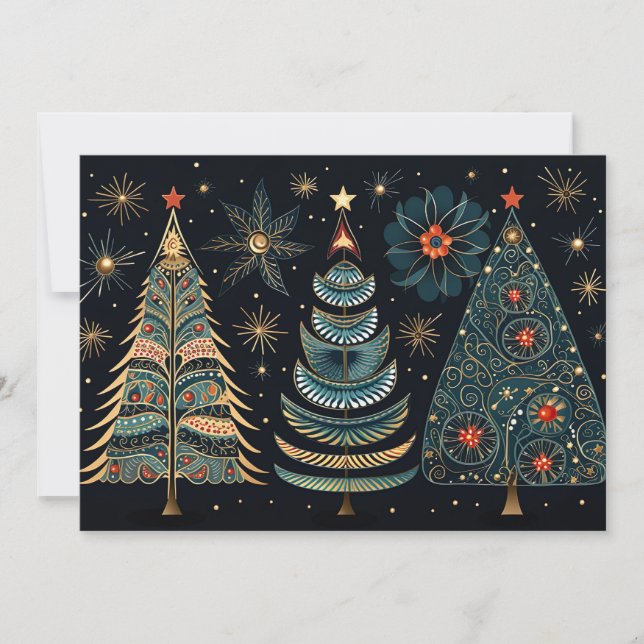 Festive Christmas Tree Greeting Card (Front)