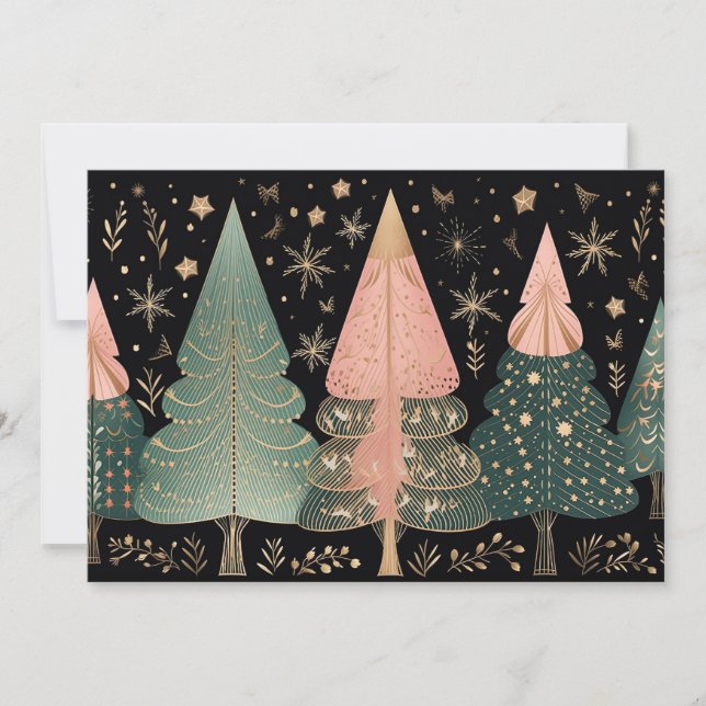 Festive Christmas Tree Greeting Card (Front)